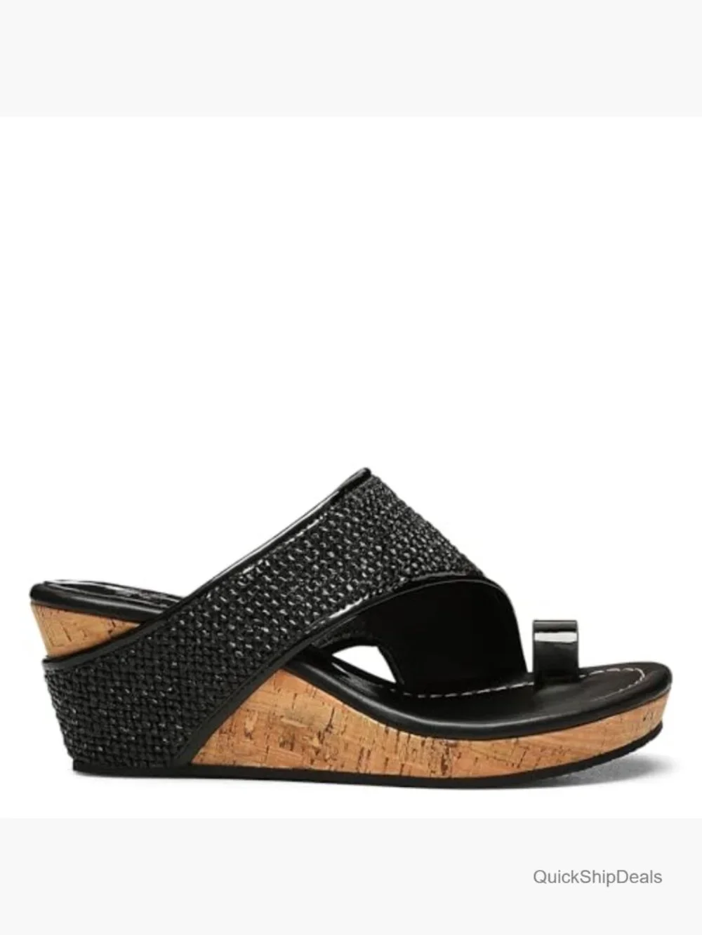 Comfortable Platform Wedge Sandals with Memory Foam Insole Faux Leather
